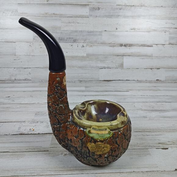 Vintage 1968 Florence Vino Rosso Ceramic Pipe Shaped Decanter/Ashtray 9.5" Tall - Picture 2 of 11